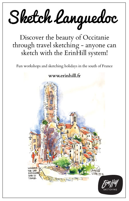 Sketch Languedoc,travel sketch,workshops,sketching holidays,south of France
