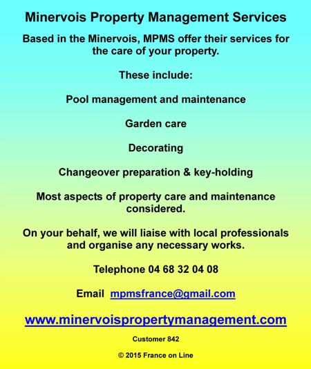 Minervois Property Management Services,Languedoc Roussillon,pool management,pool maintenance,gardening,decorating,changeovers,key holding,cleaning,property maintenance and care