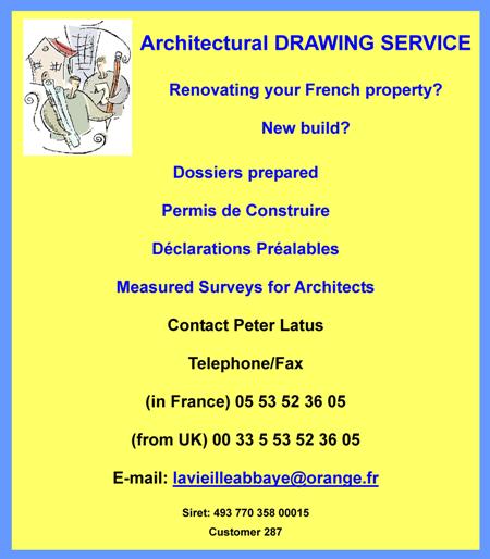 Peter Latus,architectural drawing service,english speaking architect,Dordogne,Limousin,dossiers,permis de construire,planning permission,declarations prealables,measured surveys