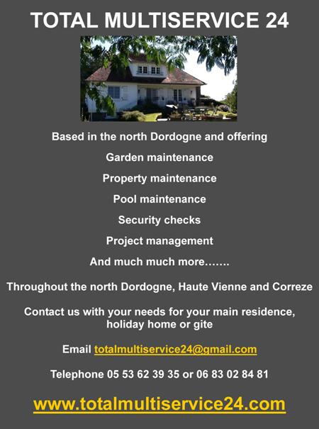 Total multiservice 24,north Dordogne,Haute Vienne,Correze,garden maintenance,property maintenance,pool maintenance,security checks,project management