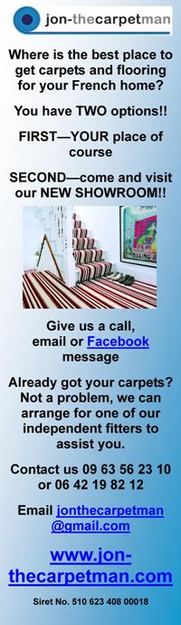 Jon the Carpet Man,Limousin,Dordogne,English carpets,supplier of carpets,flooring supplier,vinyl's,France,laminate flooring,English carpet fitter