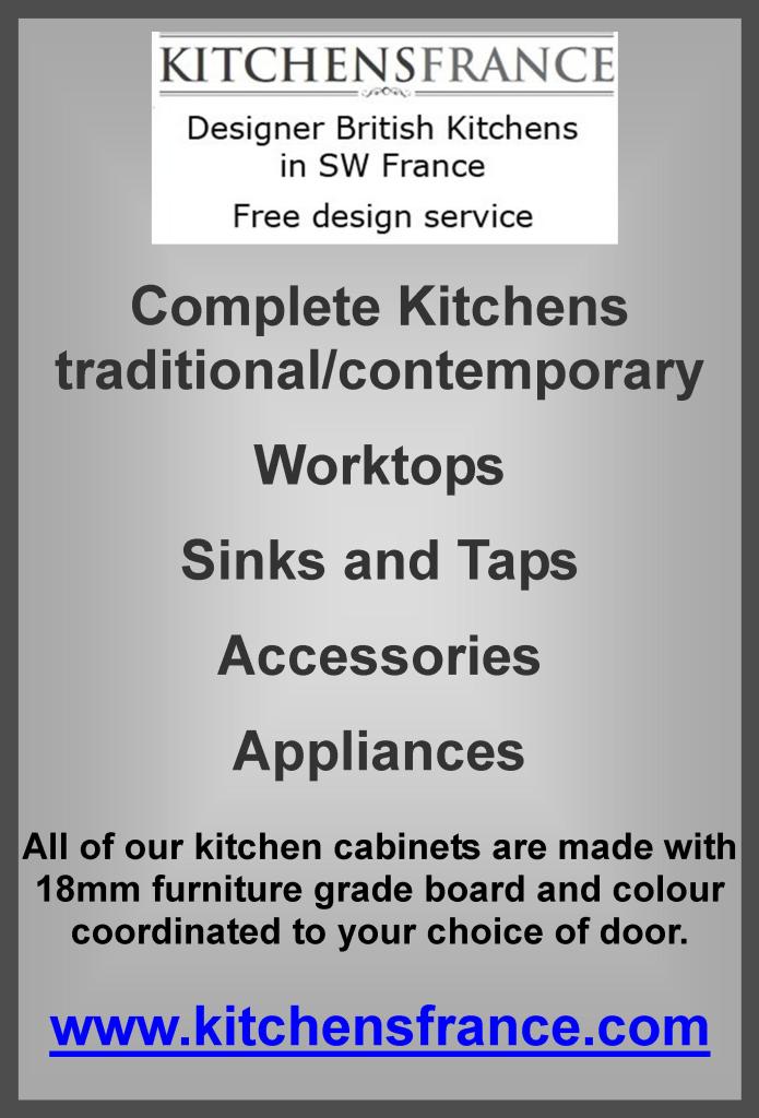 Kitchens France, complete kitchens, traditional or contemporary, worktoops, sinks and taps, accessories, appliances, English supplier and installation