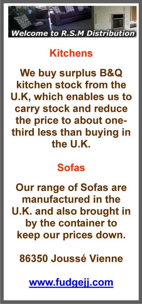 RSM Distribution, The Kitchen Company, B and Q kitchens supplied in France, UK sofas, Jousse Vienne
