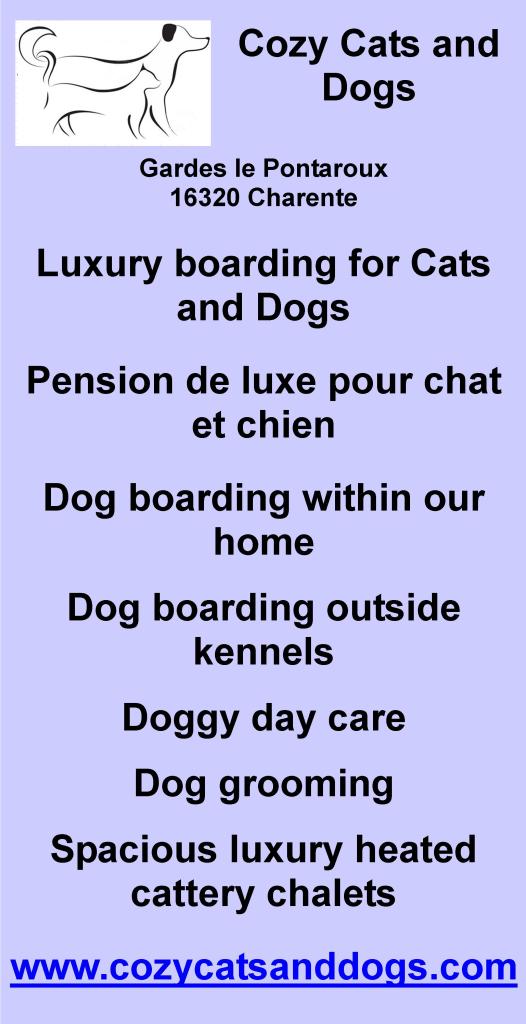 Cozy Cats and Dogs,luxury boarding for cats and dogs,pension de luxe pour chat et chien,kennels,under floor heating,dog day care,grooming,English speaking,heated cattery,chalets,pets corner,natural dog food,flea,tick,mite,worm,skin,treatments