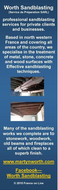 Worth Sandblasting,service de preparation sarl,sandblasting services,north western France,all France,treatment,metal,stone,concrete,wood,woodwork,old beams,fireplaces