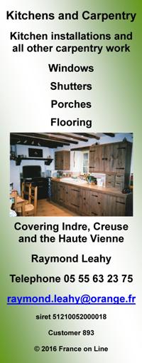 Kitchens and Carpentry,kitchen installations,carpentry work,Indre,Creuse,Haute Vienne,Limousin,windows,shuttrs,volets,porches,flooring