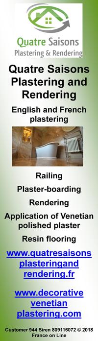 Quatre Saisons Plastering and Rendering,English plastering,French plastering,railing,plaster boarding,rendering,lime renders,venetian polished plaster,resin flooring