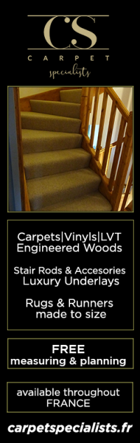 Carpet Specialists France,carpets,vinyls,engineered wood flooring,UK,English,British,delivered,fitted,France,free measuring and planning,stair rods,accessories,luxury underlays,rugs,runners