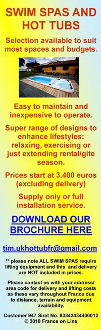 Swim spas,Hot tubs,Bespoke Spas and Buildings UK,English,supplied in France