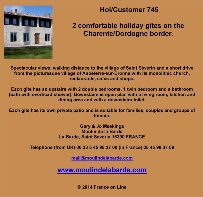 Holiday gites,Charente,Dordogne border,Saint Severin,Aubeterre sur Dronne