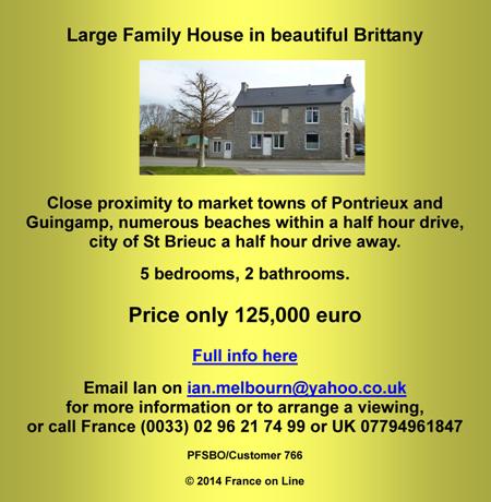 Family house for sale by owner,Brittany,Pontrieux,Guingamp,St Brieuc,5 bedrooms,2 bathrooms,125000 euro
