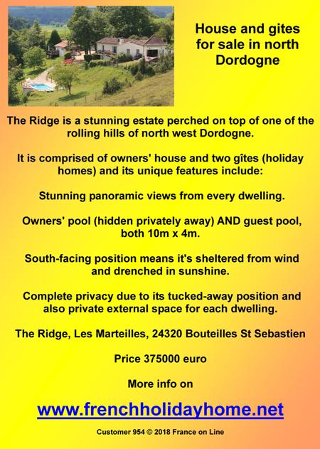House and gites for sale,north Dordogne,Bouteilles st Sebastien,swimming pools,two gites,holiday homes