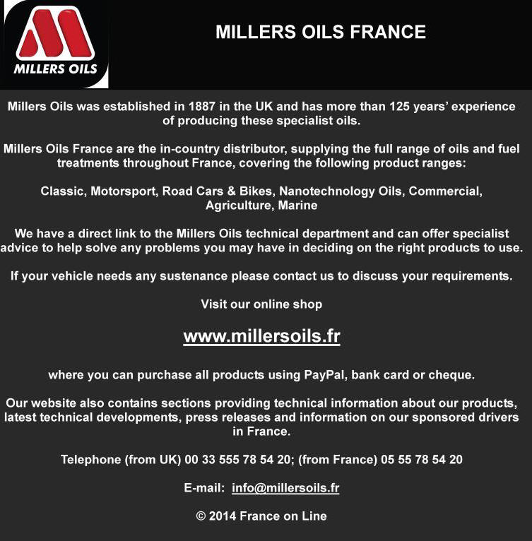 Millers Oils France Limousin Dordogne Charente supplying specialist oils for classic, vintage and veteran cars,classic,motorsport,road cars,bikes,nanotechnology oils,commercial,agriculture,marine