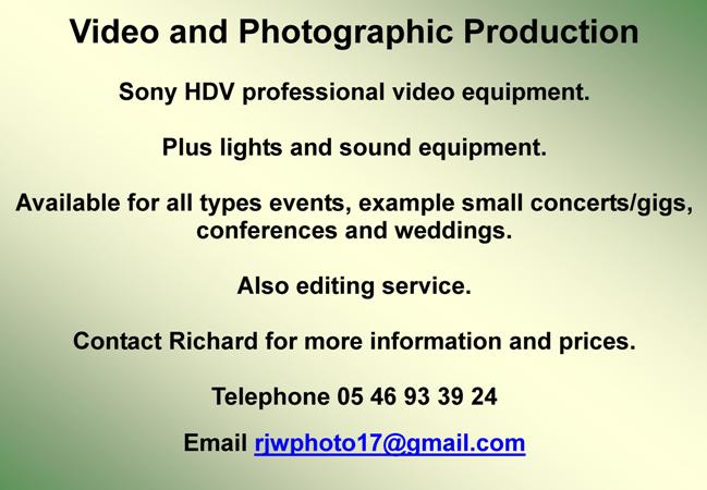 Video and photographic production,sony hdv video equipment,lights,sound equipment,events,concerts,gigs,conferences,weddings,editing service
