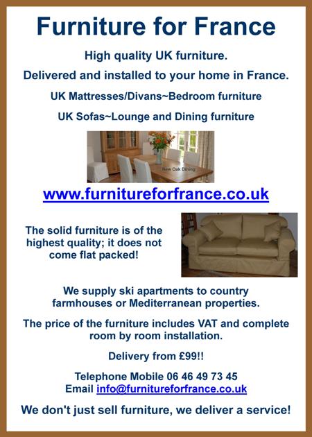 Furniture for France,UK furniture,delivered in France,installed in France,hallways,bedrooms,kitchens,living rooms,sofas,office furniture,dining furniture,solid furniture,ski apartments,country farmhouses,Mediterranean properties