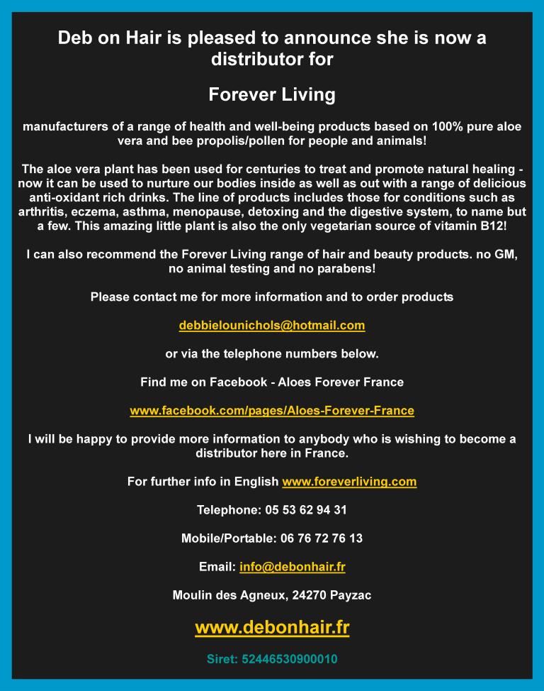 Deb on Hair,Debbie Nichols,Distributor for Forever Living products in France,health,wellbeing products,aloe vera,bee propolis,pollen,people,animals