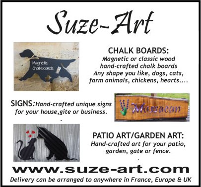 Suze Turland,artist,unique signs and artwork,recycled corrugated iron wood,for house or gite or gift,chalk boards,signs,patio,garden,gate,fence