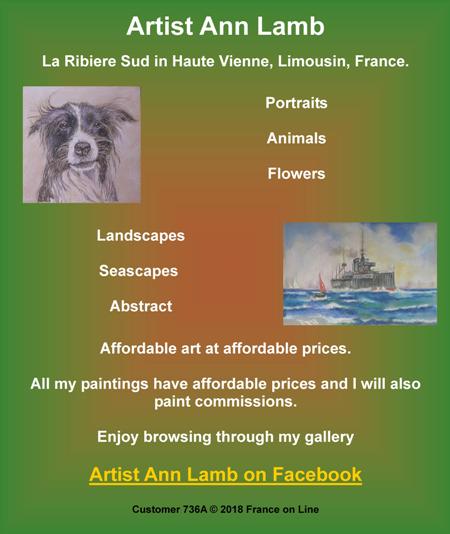 Artist Ann Lamb,La Ribiere Sud,Haute Vienne,Limousin,France,portraits,animals,flowers,landscapes,seascapes,abstract,affordable art