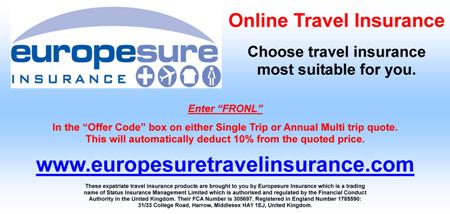 Europesure Travel Insurance,online travel insurance quotes,single trip,annual multi trip, over64's policy,winter sports cover,golf cover,business cover