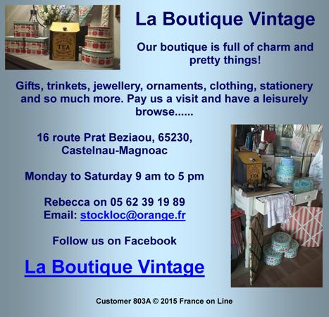 La Boutique Vintage,charm,pretty things,gifts,trinkets,jewellery,ornaments,clothing,stationery,Castelnau-Magnoac,Midi Pyrenees