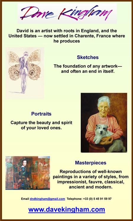 Dave Kingham,Charente,France,English artist,sketches,portraits,masterpieces