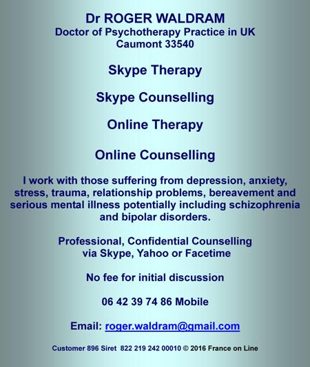 Doctor Roger Waldram,Psychotherapy,via skype,counselling,online therapy,depression,anxiety,stress,trauma,relationship problems,bereavement,mental illness,schizophrenia,bipolar