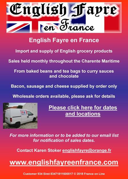 English Fayre en France,Charente Maritime,Charente,import of English grocery products,supply of English grocery products,wholesale supply of English grocery products,monthly sales