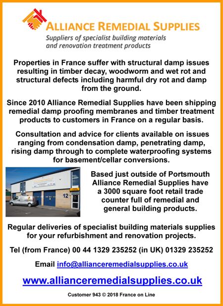 Alliance Remedial Supplies,Portsmouth,France,damp proofing systems,waterproofing systems,tanking,grout systems,sumps,pumps,floor membranes,roof membranes,surface treatments,mould,condensation,ventilaton,brick repairs,timber treatments,ducting,building products,ecogrid,drainage,training courses,delivered to France,from UK,British,English,dry rot,damp from the ground,shipping to France,renovation products