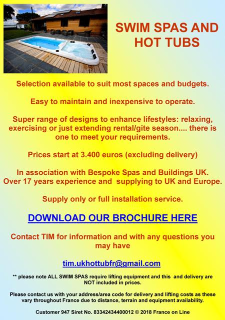 Swim spas,Hot tubs,Bespoke Spas and Buildings UK,English,supplied in France