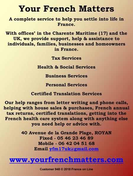 Your French Matters,Charente Maritime,17,UK,English,help,assistance,tax services,health and social services,personal services,certified translation services,letter writing,phone calls,house sales,house purchase,French annual tax returns,French health care service,Royan